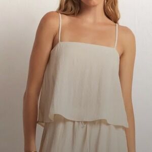 Z Supply Havana Tank Sandstone Sleeveless Cami Top Adjustable Strap Women's L
